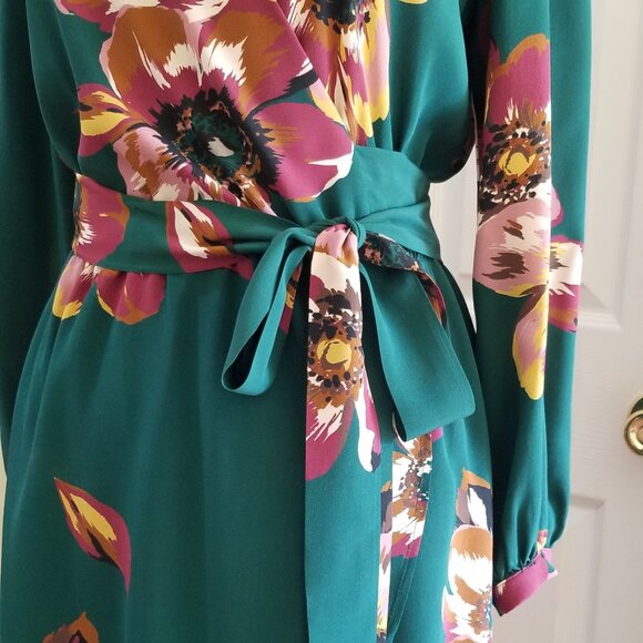 Amour Vert Silk Wrap Dress in Teal - LNC - Picture 5 of 8